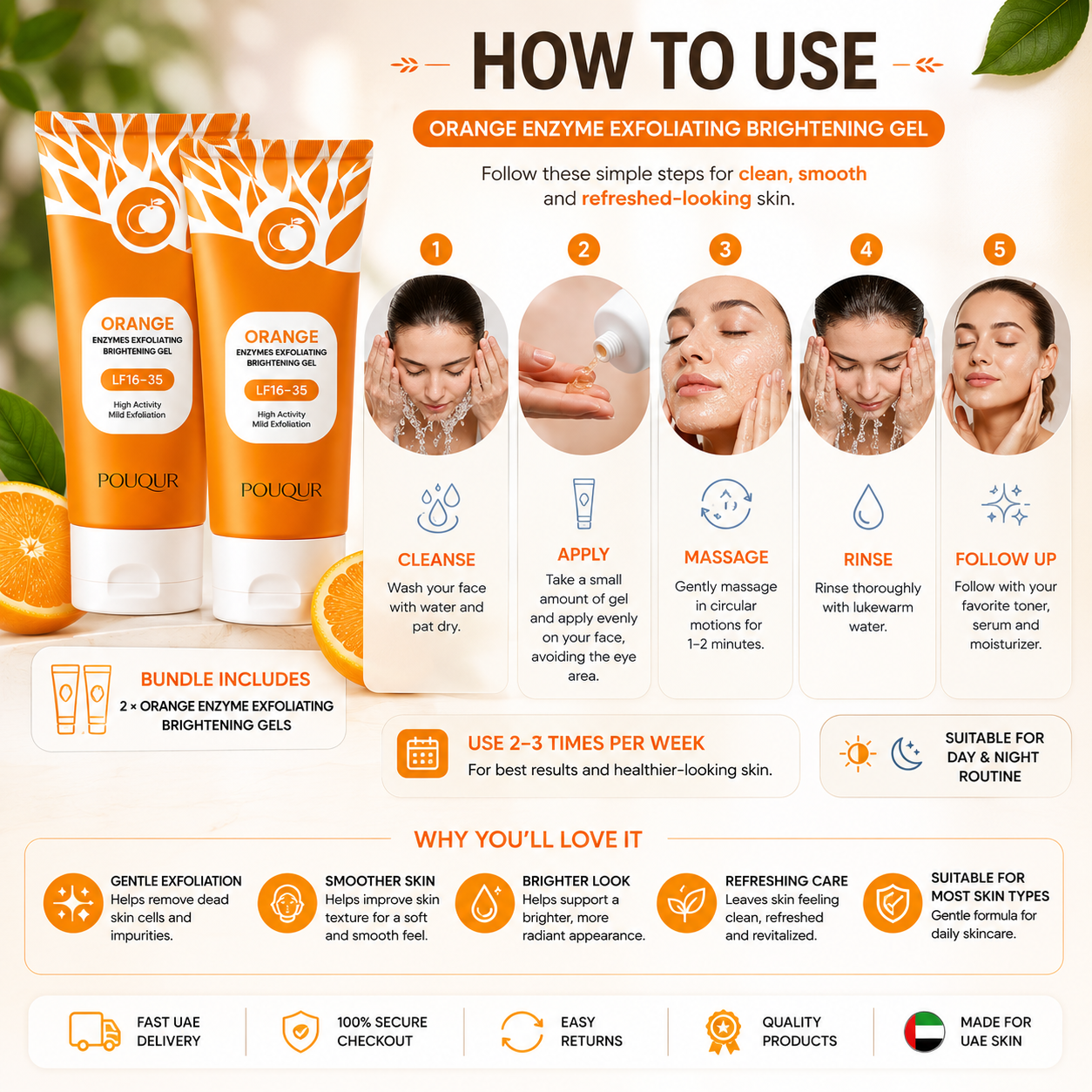 Buy 2 Orange Enzyme Brightening Gels | Bundle Offer UAE